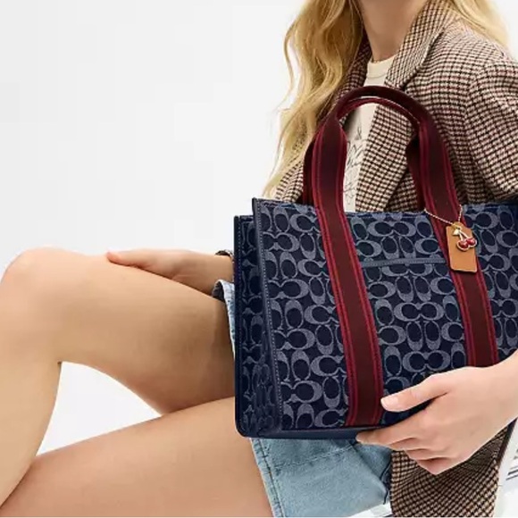 Sold Coach Blue and Red Signature Tote Bag - Picture 3 of 7